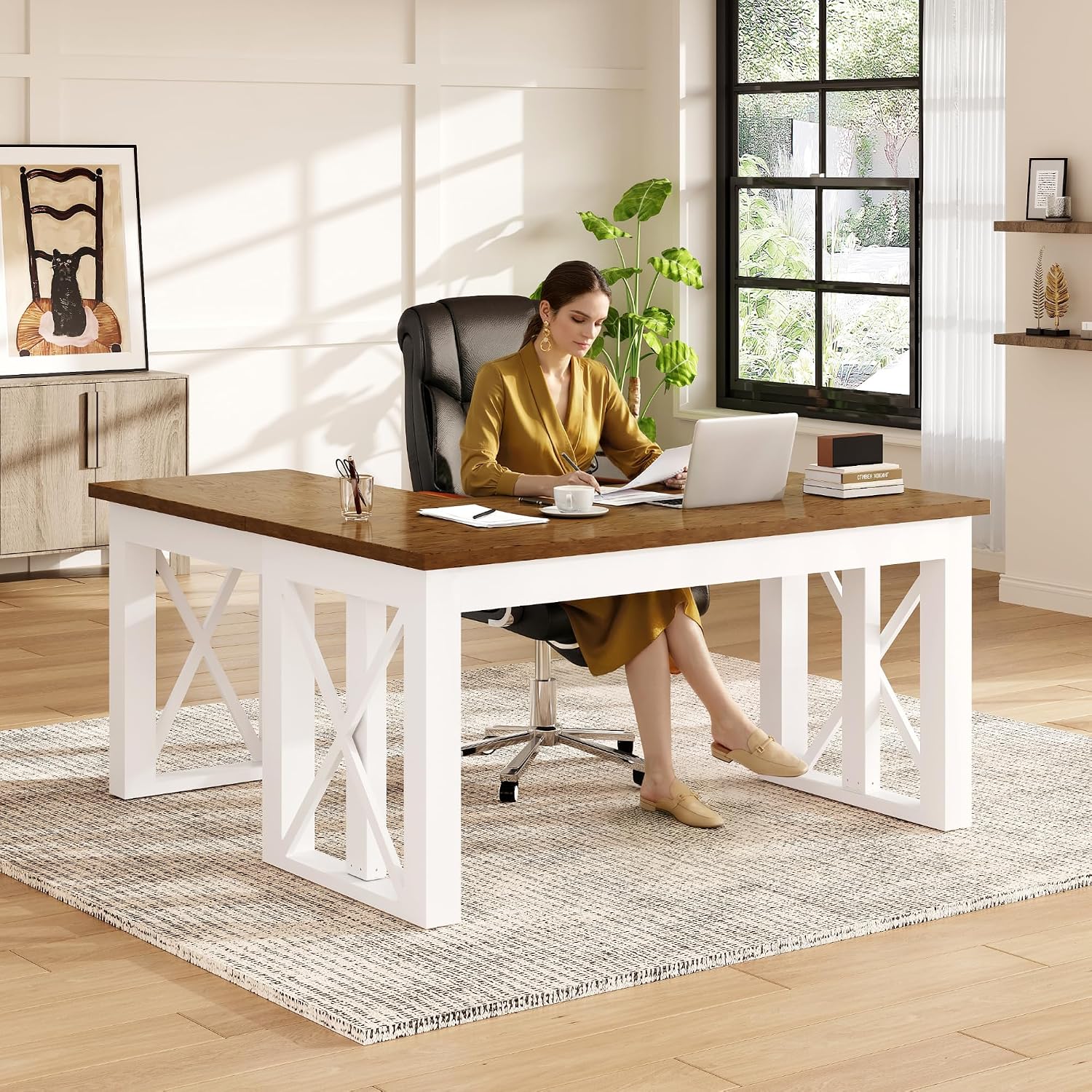 Desk Setup L Shaped - مكتب عمل قائم على شكل حرف